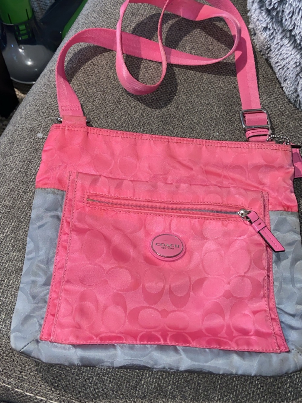 Coach Pink and Gray Signature Crossbody Bag